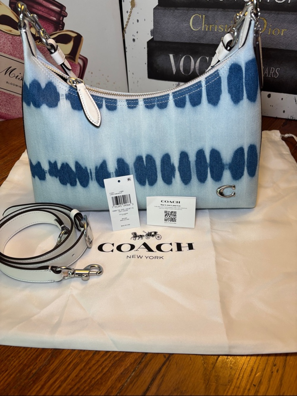 Coach NWT Juliet Shoulder Bag Tie-Dye Denim Multi CU040 Convertible Crossbody